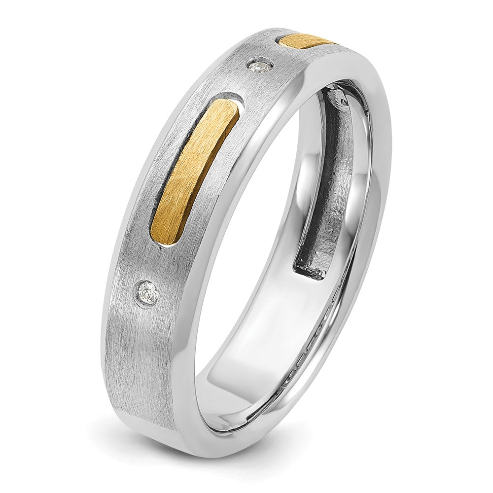 14k Two-tone IBGoodman Men's Polished and Satin Diamond Ring Mounting