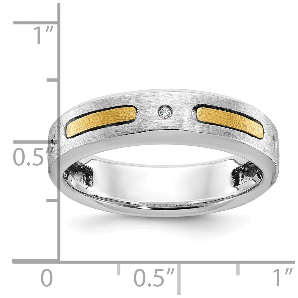 14k Two-tone IBGoodman Men's Polished and Satin Diamond Complete Ring