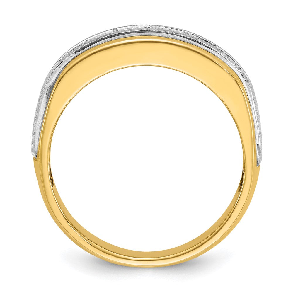 14k Two-tone IBGoodman Men's Polished & Satin 7-Stone Diamond Ring
