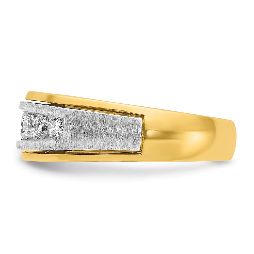14k Two-tone IBGoodman Men's Polished & Satin 7-Stone Ring Mounting