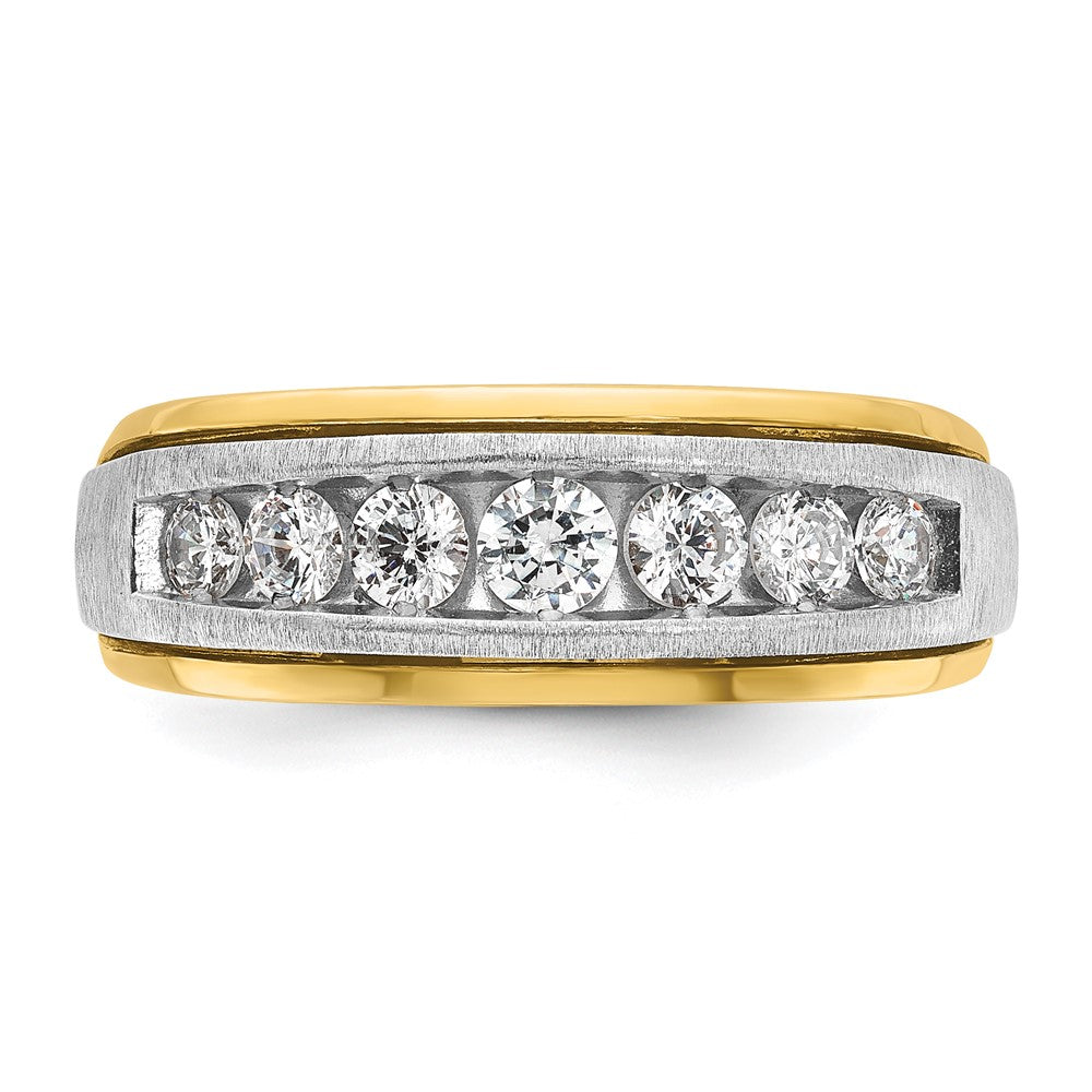 14k Two-tone IBGoodman Men's Polished & Satin 7-Stone Ring Mounting