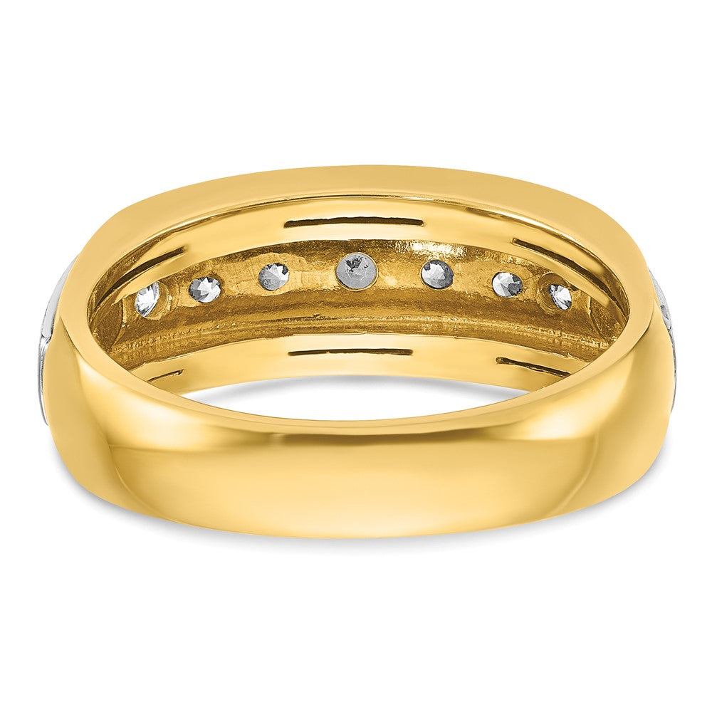 14k Two-tone IBGoodman Men's Polished & Satin 7-Stone Ring Mounting