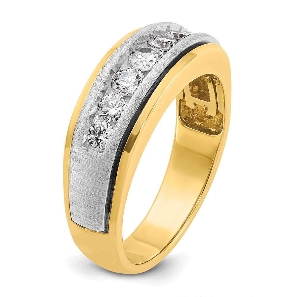 14k Two-tone IBGoodman Men's Polished & Satin 7-Stone Ring Mounting