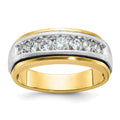 14k Two-tone IBGoodman Men's Polished & Satin 7-Stone Diamond Ring