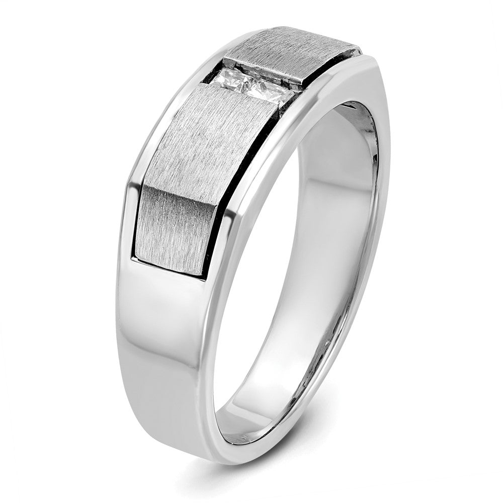 14k White Gold IBGoodman Men's Polished and Satin Ring Mounting