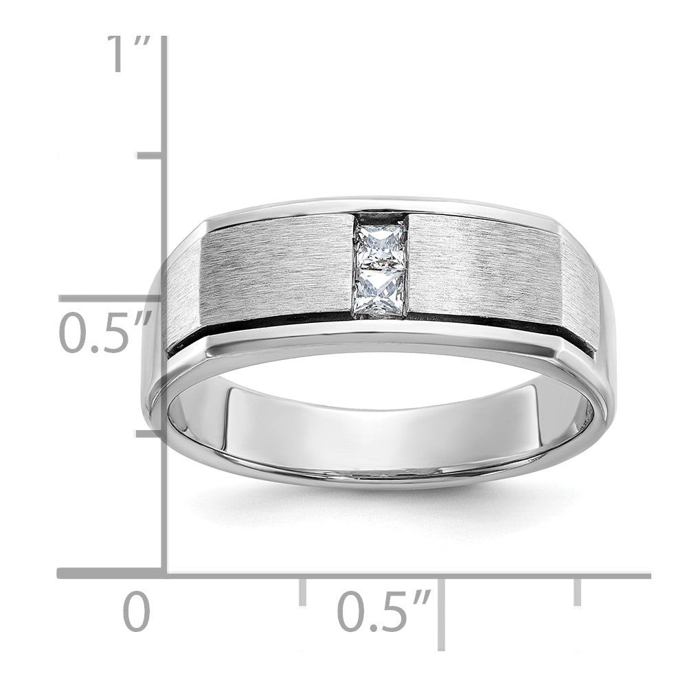 14kw IBGoodman Men's Polished Satin & Antiqued Diamond Ring