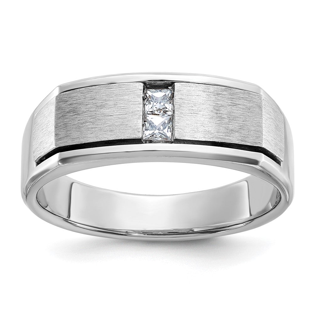 14kw IBGoodman Men's Polished Satin & Antiqued Diamond Ring