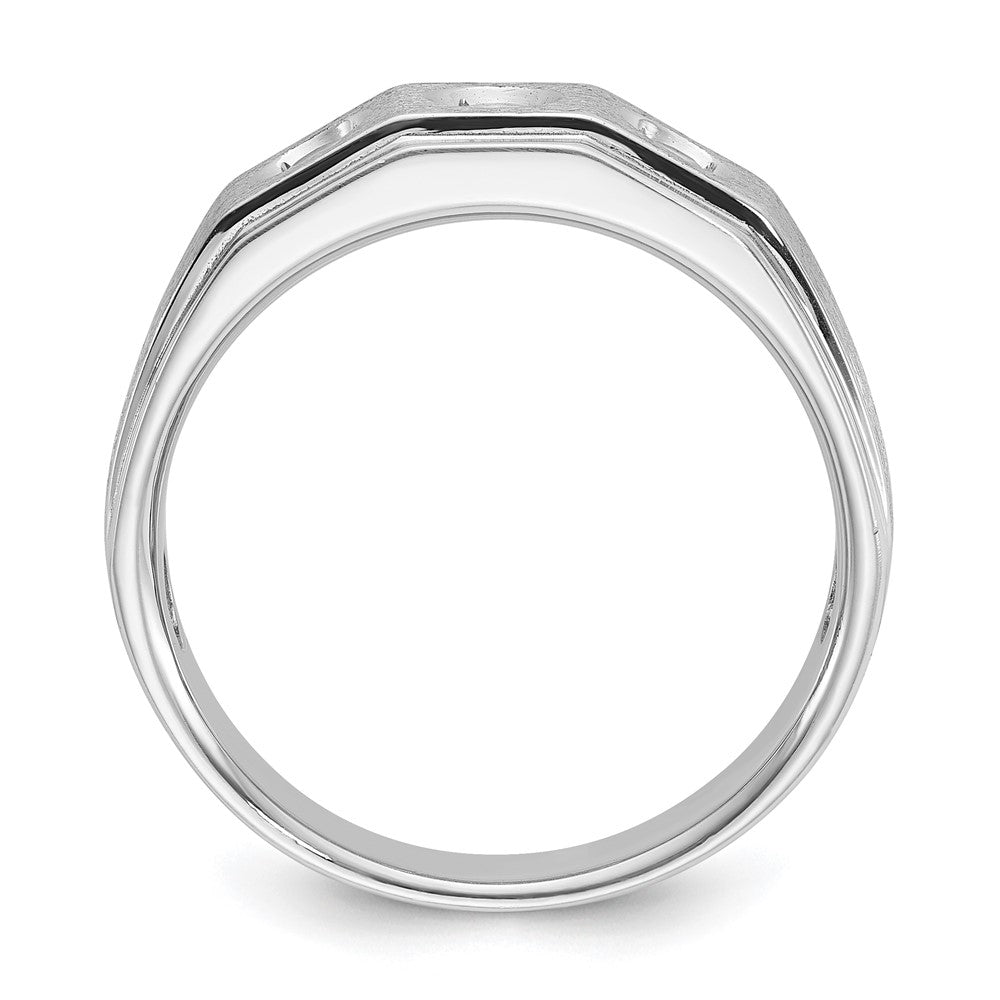 14k White Gold IBGoodman Men's Polished/Satin Diamond Complete Ring