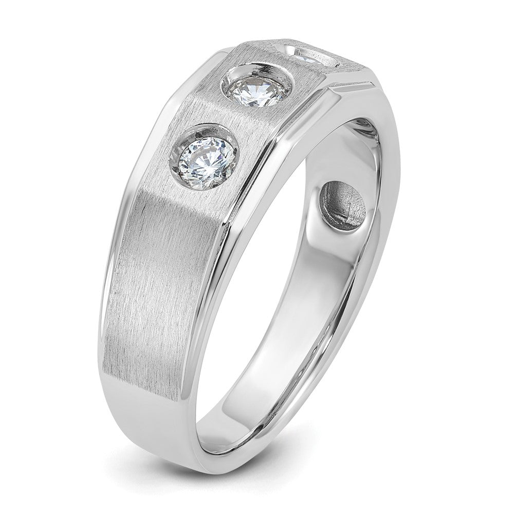 14k White Gold IBGoodman Men's Polished/Satin Diamond Complete Ring