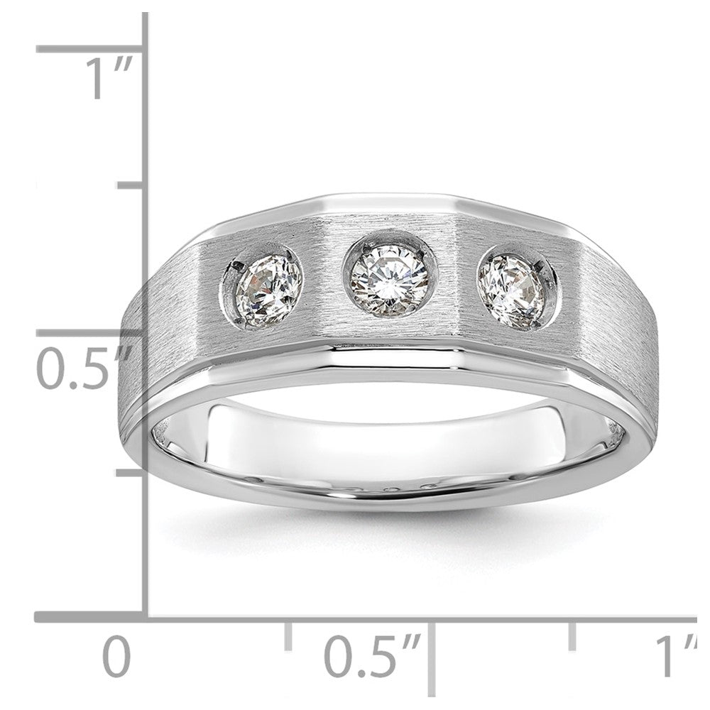 14k White Gold IBGoodman Men's Polished/Satin Diamond Complete Ring