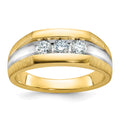 14k w/ White RH IBGoodman Men's Polished/Satin 3-Stone Diamond Ring