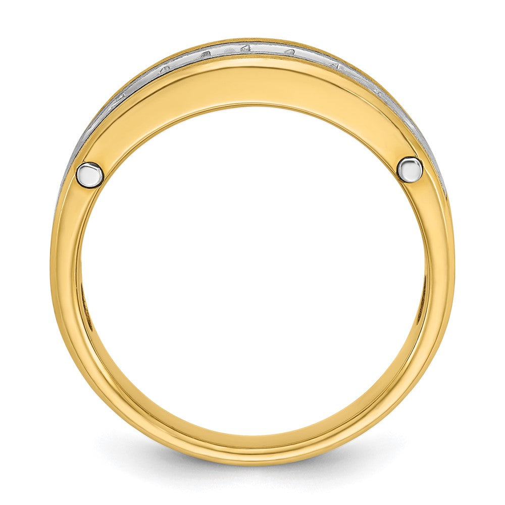 14k Two-tone IBGoodman Men's Polished Satin & Grooved Ring Mounting