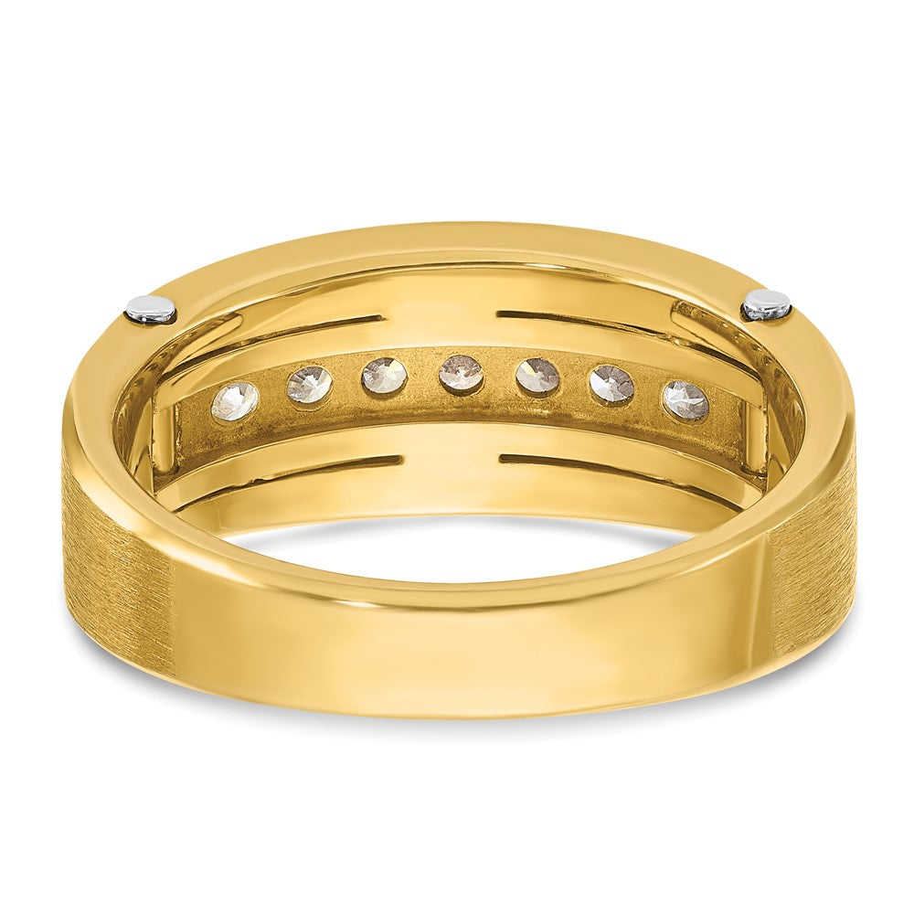 14k Two-tone IBGoodman Men's Polished Satin & Grooved Ring Mounting