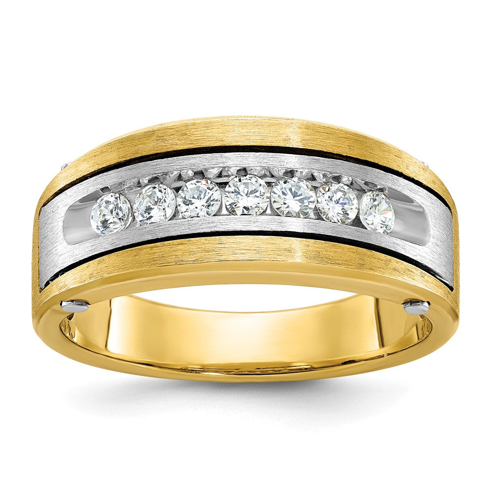 14k Two-tone IBGoodman Men's Polished Satin & Grooved Ring Mounting