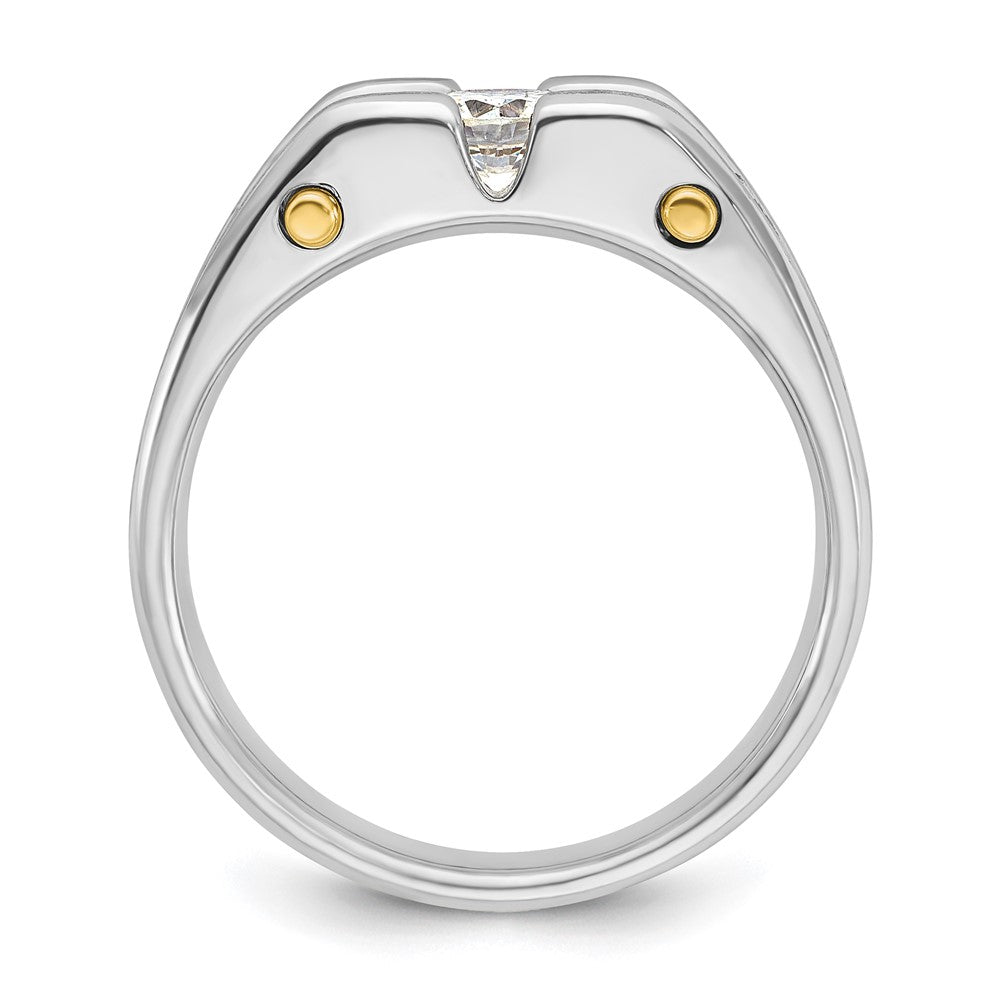10ktt IBGoodman Men's Polished Satin & Cut-Out 3-Stone Diamond Ring