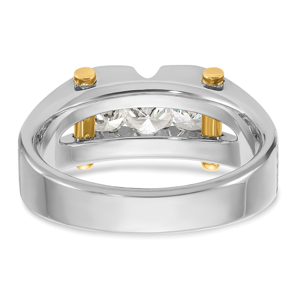10ktt IBGoodman Men's Polished Satin & Cut-Out 3-Stone Diamond Ring