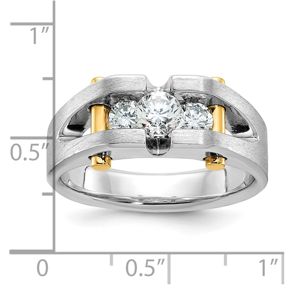 10ktt IBGoodman Men's Polished Satin & Cut-Out 3-Stone Diamond Ring