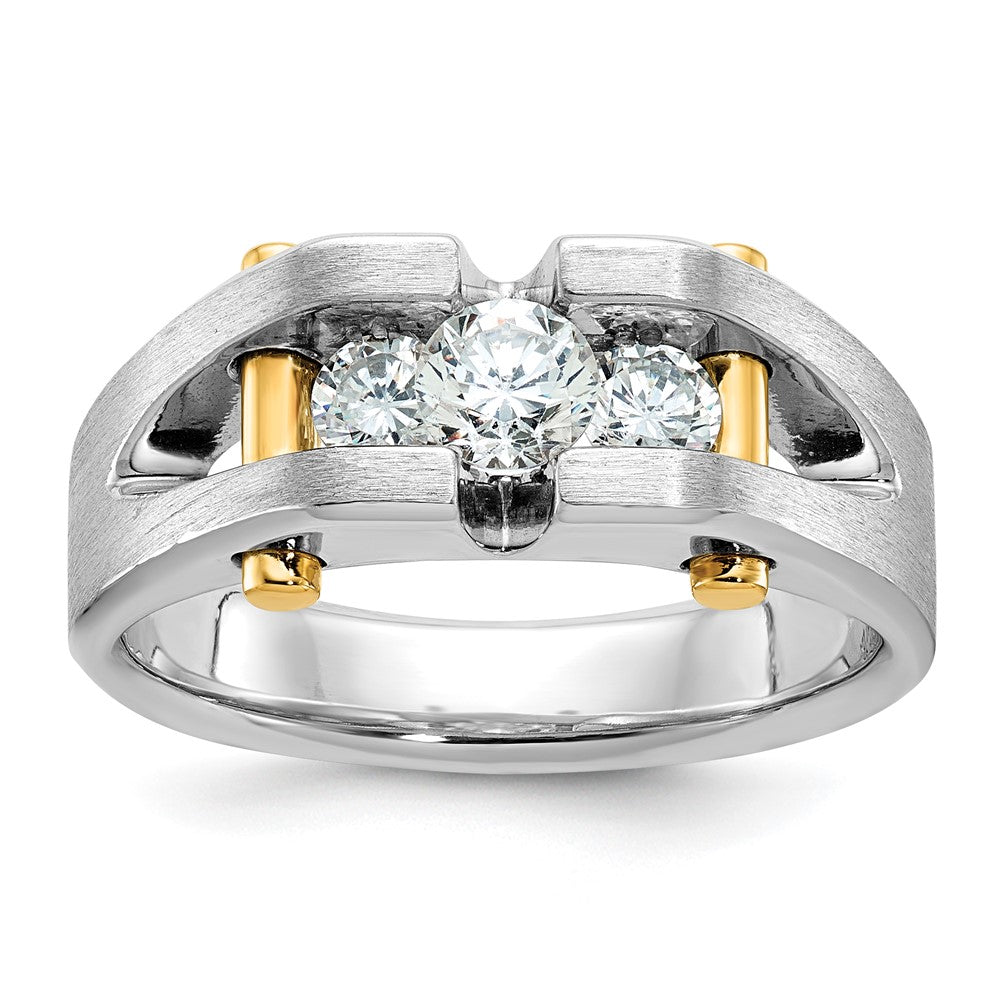10ktt IBGoodman Men's Polished Satin & Cut-Out 3-Stone Ring Mounting