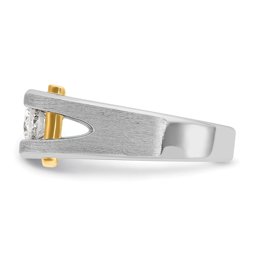 14ktt IBGoodman Men's Polished Satin & Cut-Out 3-Stone Ring Mounting