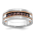 14k White/Rose Gold IBGoodman Men's Satin Brown Diamond Ring