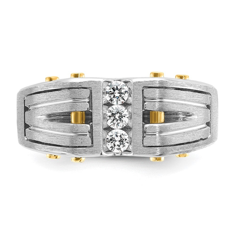 14k Two-tone IBGoodman Men's Polished and Satin Diamond Ring Mounting