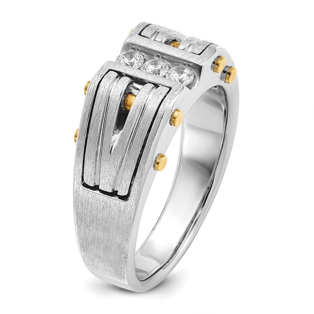 14k Two-tone IBGoodman Men's Polished and Satin Diamond Ring Mounting