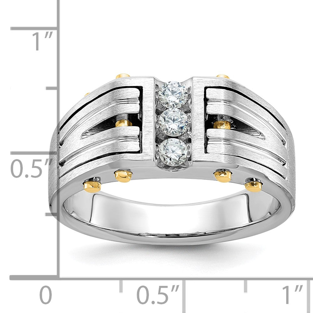 14k Two-tone IBGoodman Men's Polished and Satin Diamond Ring Mounting