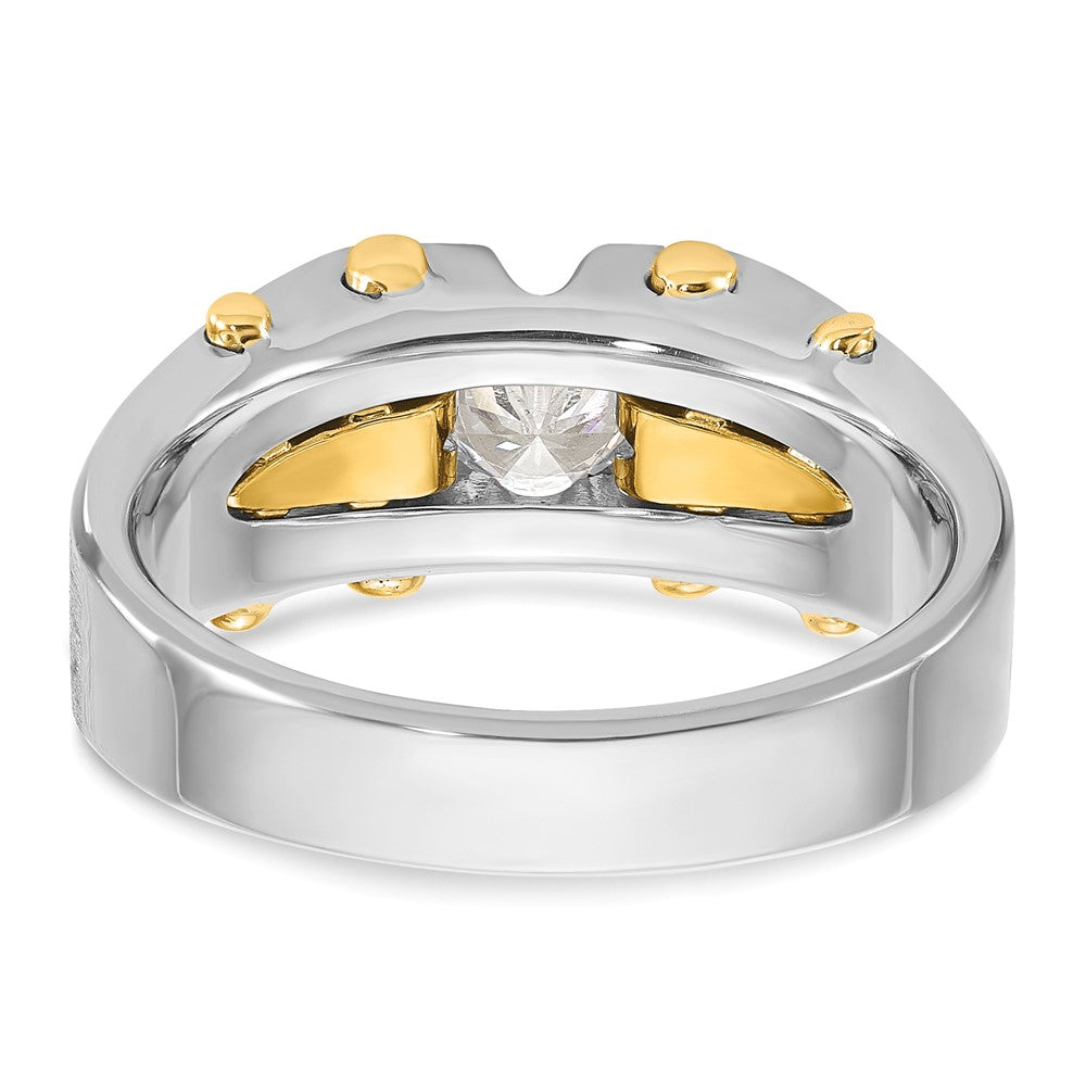 14k Two-tone IBGoodman Men's Polished and Satin Diamond Complete Ring