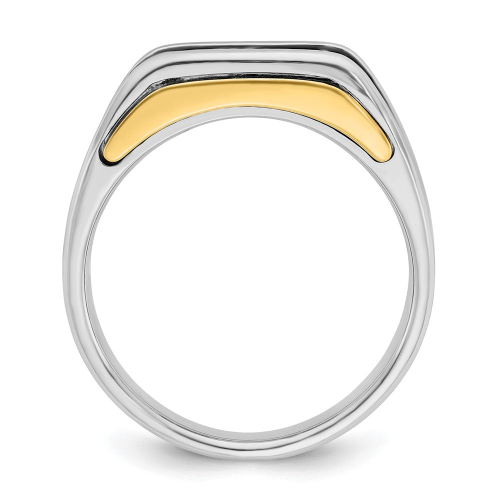 14k Two-tone IBGoodman Men's Polished and Satin 3-Stone Ring Mtg
