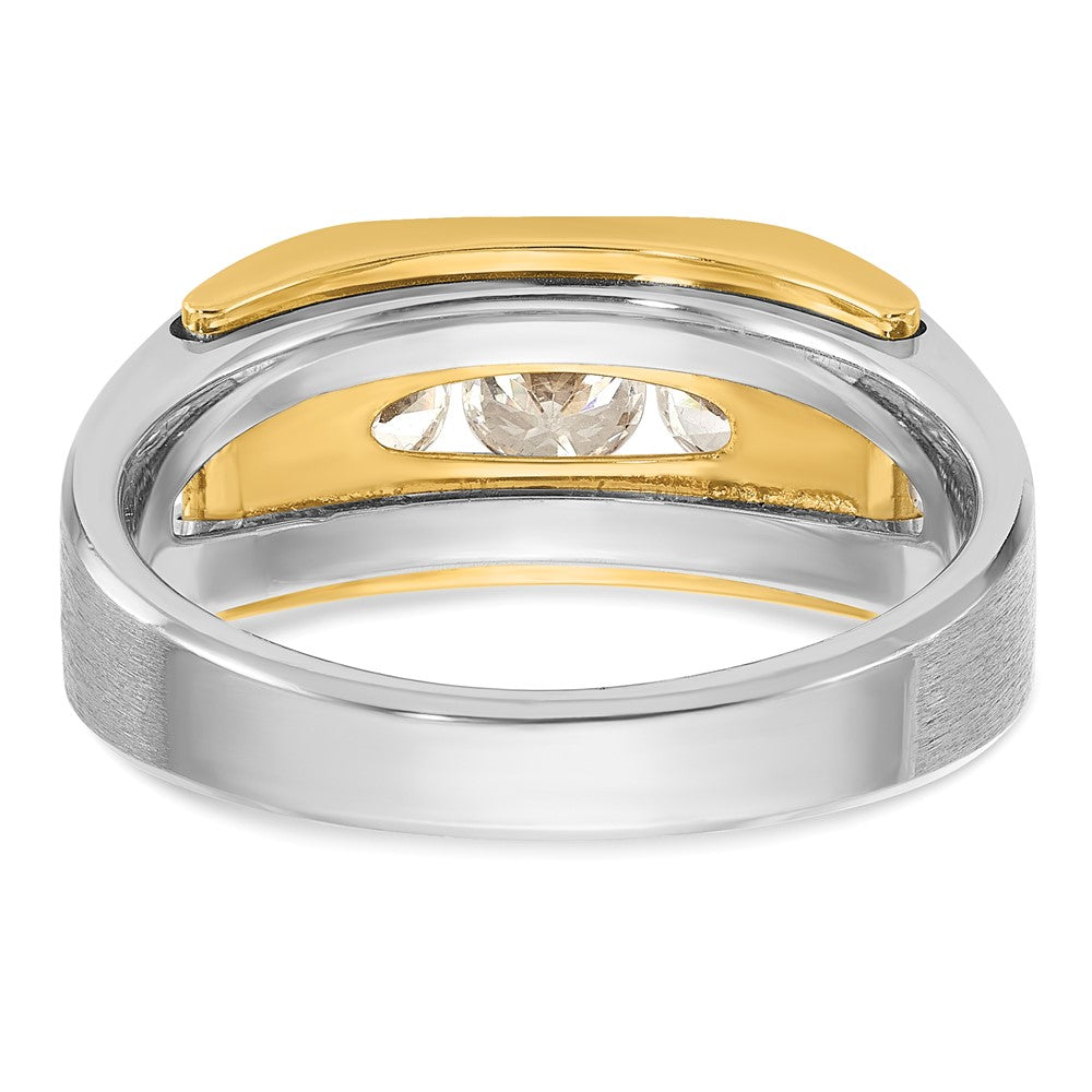 14k Two-tone IBGoodman Men's Polished and Satin 3-Stone Ring Mtg