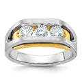 14k Two-tone IBGoodman Men's Polished and Satin 3-Stone Ring Mtg