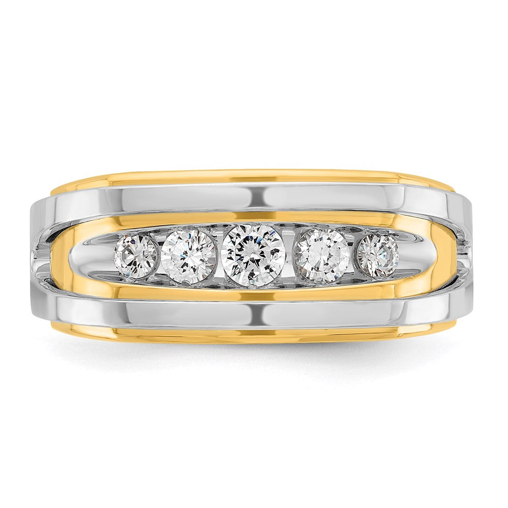 14k Two-tone IBGoodman Men's Polished 5-Stone Ring Mounting