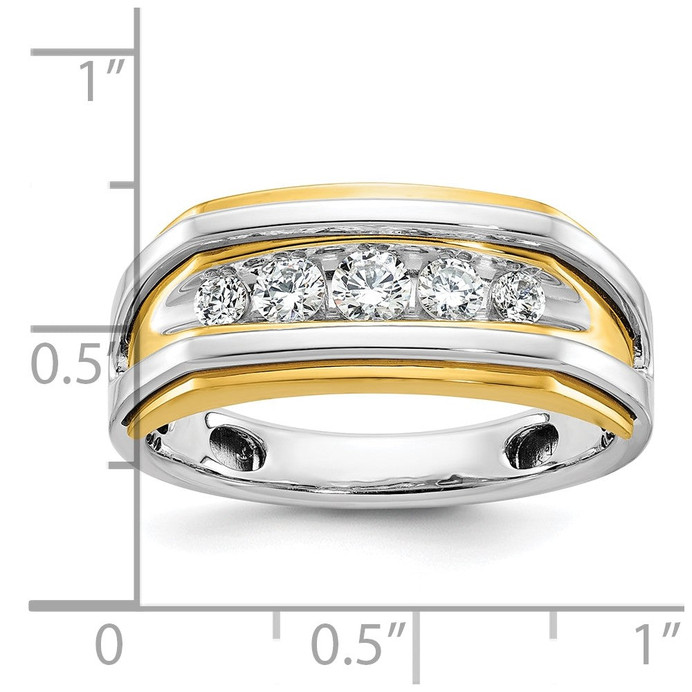 14k Two-tone IBGoodman Men's Polished 5-Stone Ring Mounting