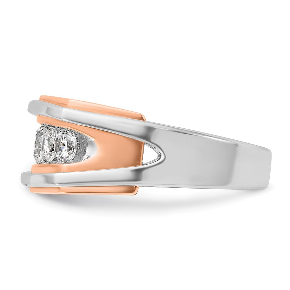 10k White/Rose Gold IBGoodman Men's Polish/Cut-Out 5-Stone Dia Ring