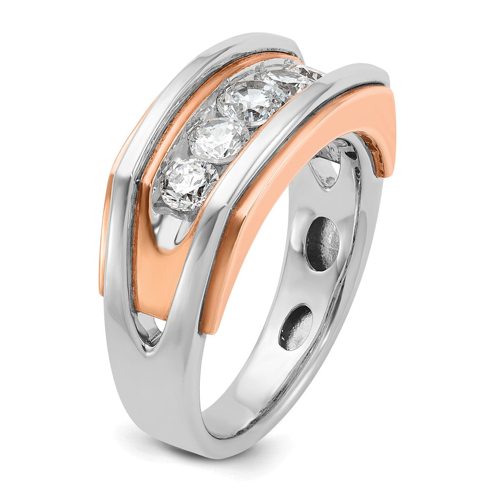 10k White/Rose Gold IBGoodman Men's Polish/Cut-Out 5-Stone Dia Ring