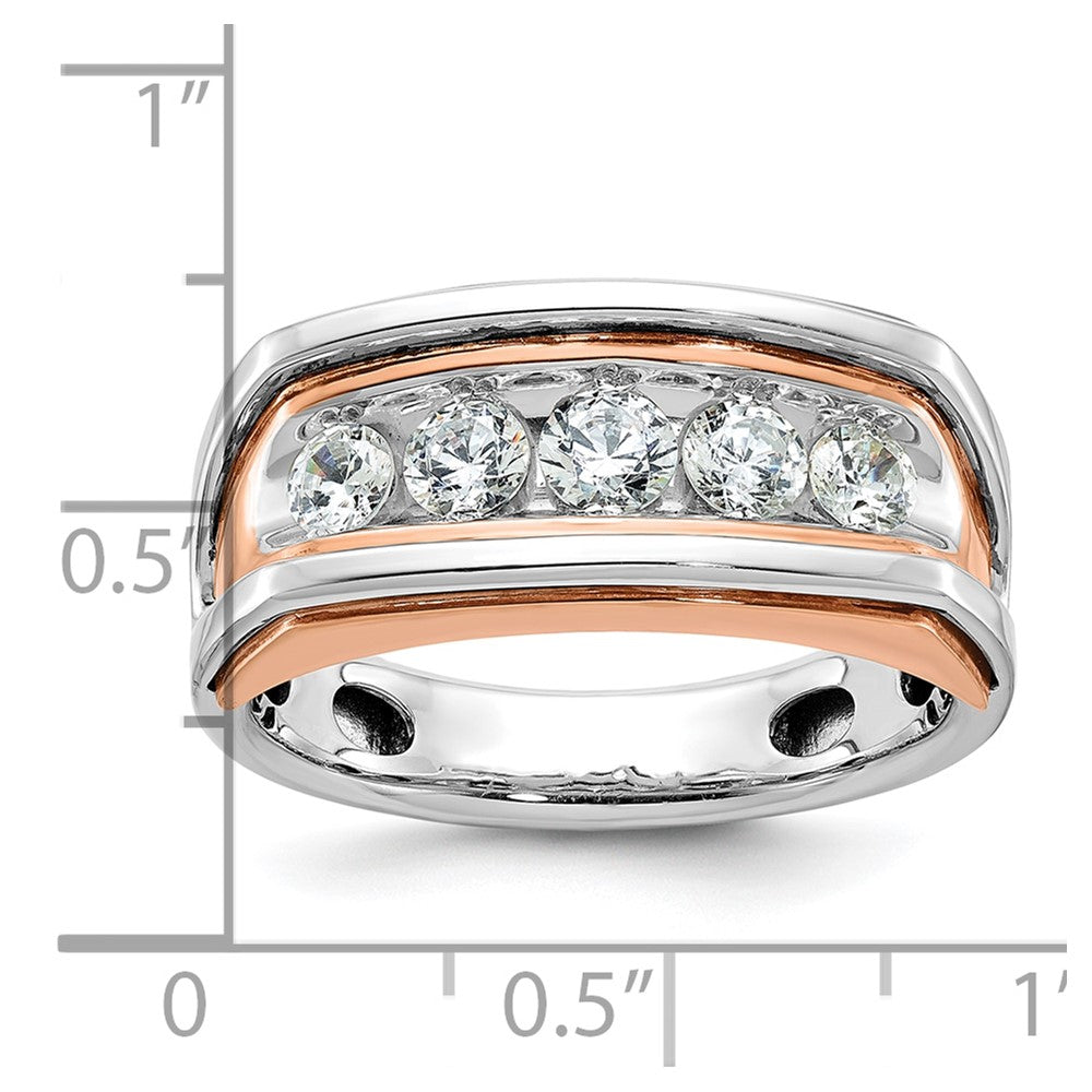 10k White/Rose Gold IBGoodman Men's Polish/Cut-Out 5-Stone Ring Mtg