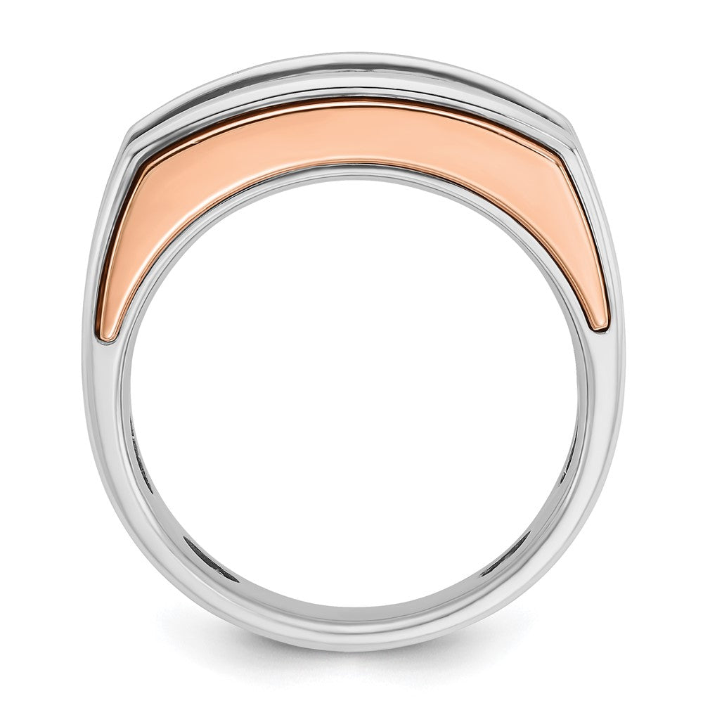 14k White/Rose Gold IBGoodman Men's Polish/Cut-Out 5-Stone Dia Ring