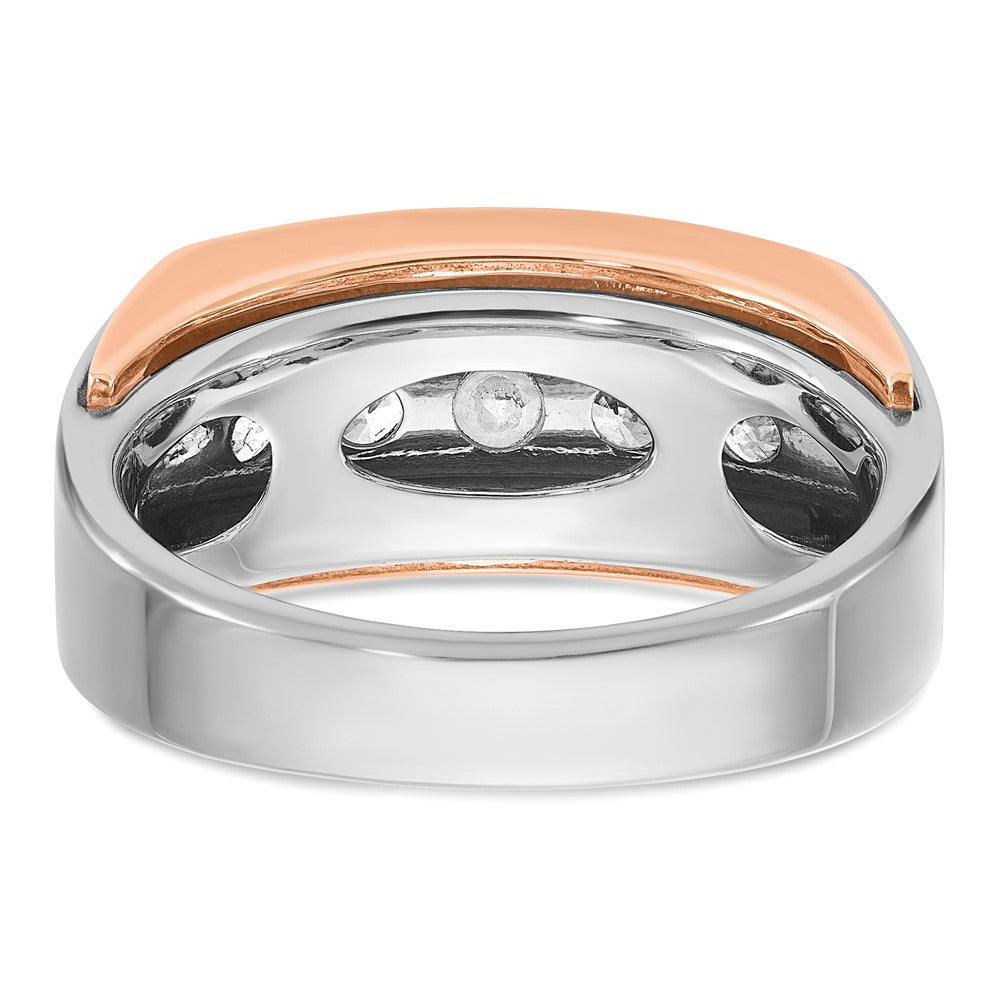 14k White/Rose Gold IBGoodman Men's Polish/Cut-Out 5-Stone Ring Mtg