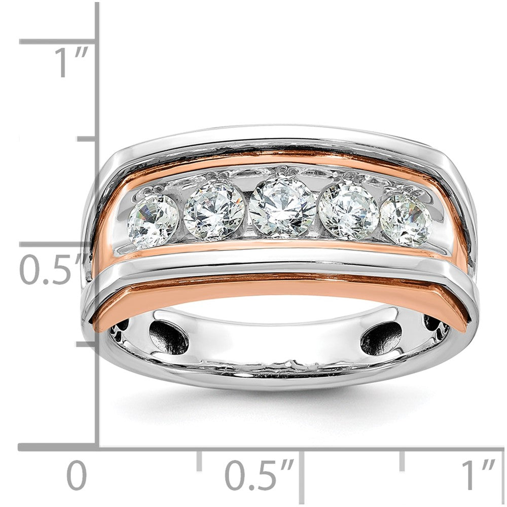 14k White/Rose Gold IBGoodman Men's Polish/Cut-Out 5-Stone Dia Ring