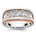 14k White/Rose Gold IBGoodman Men's Polish/Cut-Out 5-Stone Ring Mtg