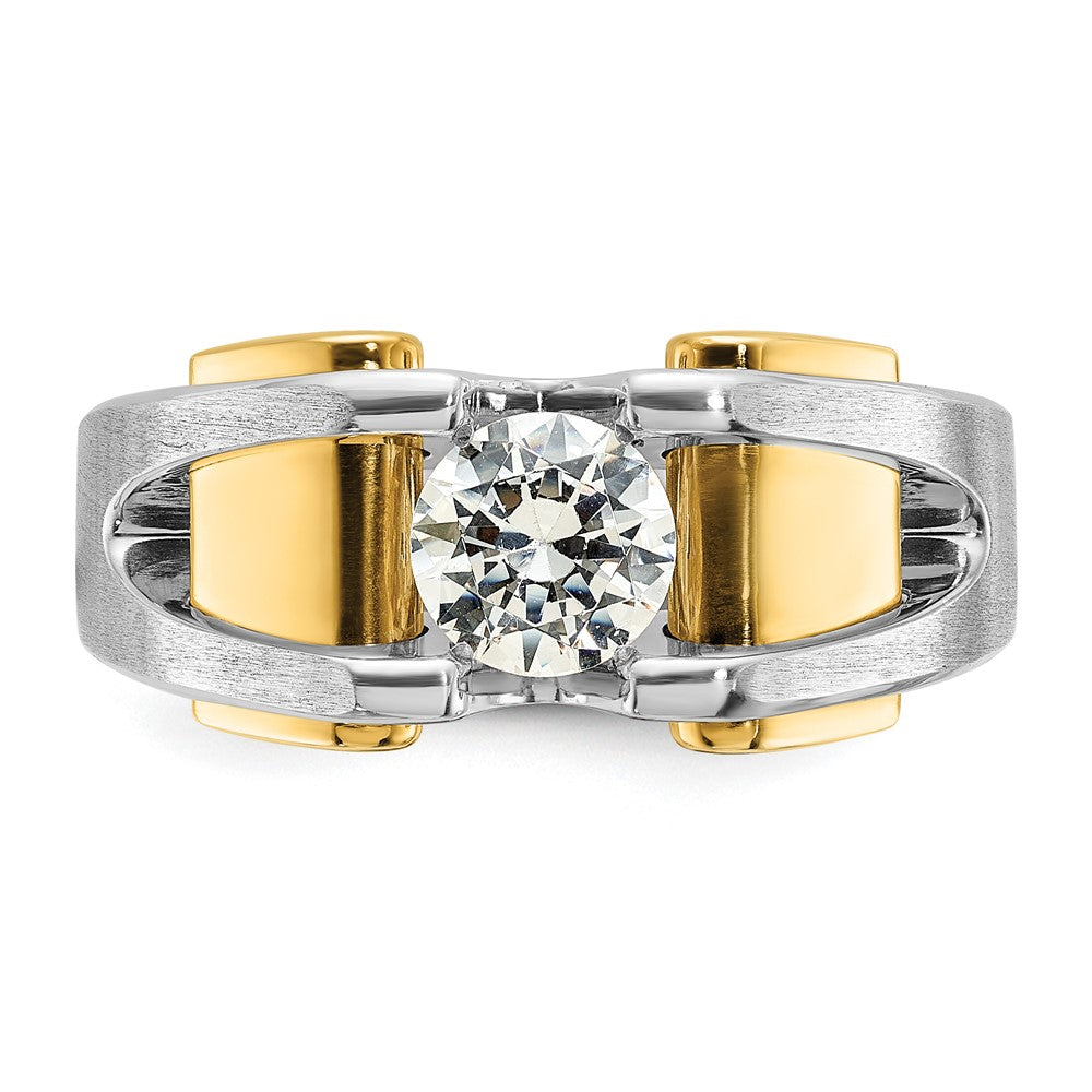 14k Two-tone IBGoodman Men's Polished and Satin Ring Mounting