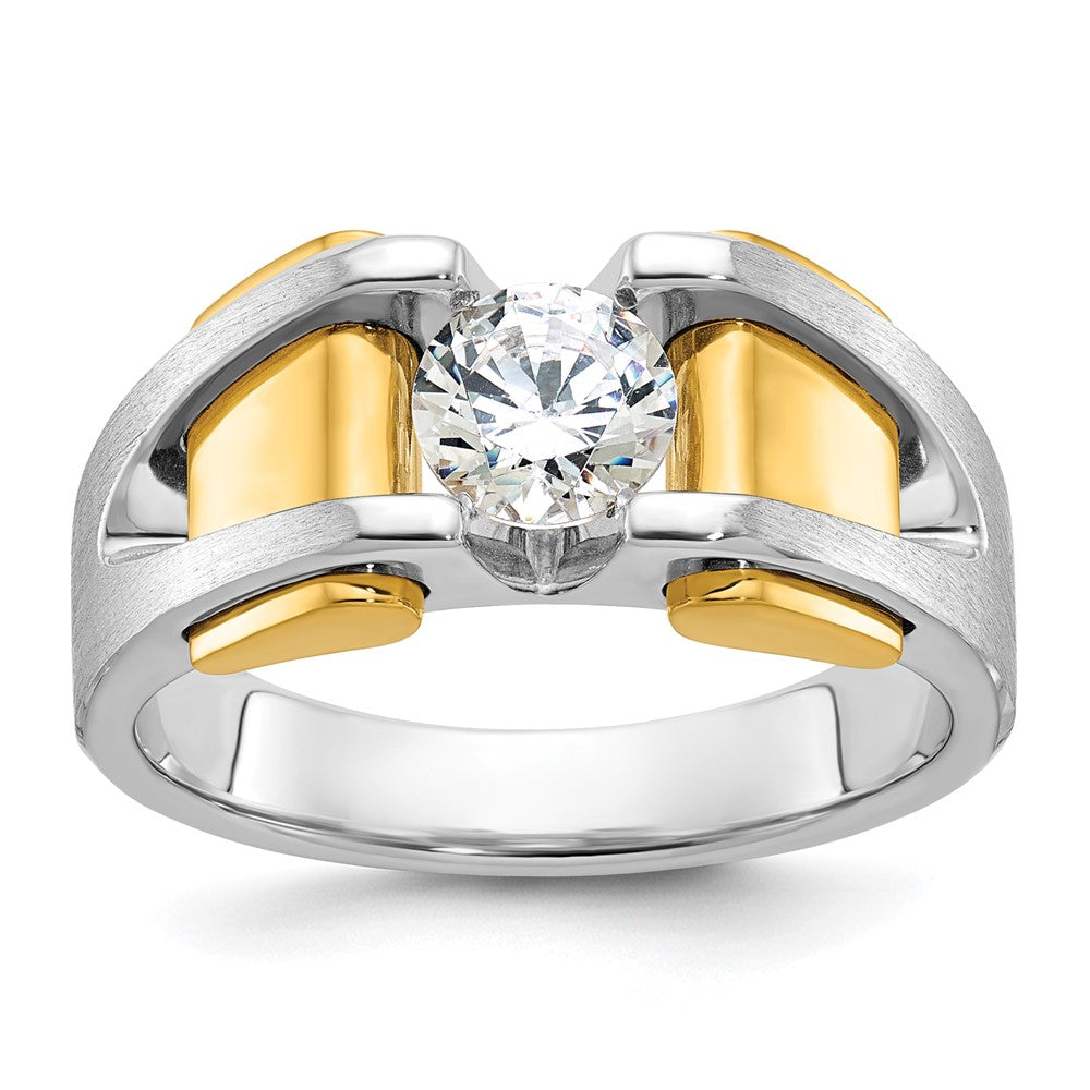 14k Two-tone IBGoodman Men's Polished and Satin Ring Mounting