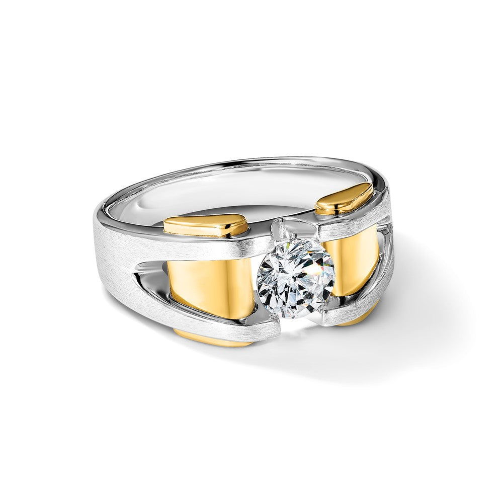 14k Two-tone IBGoodman Men's Polished and Satin Ring Mounting