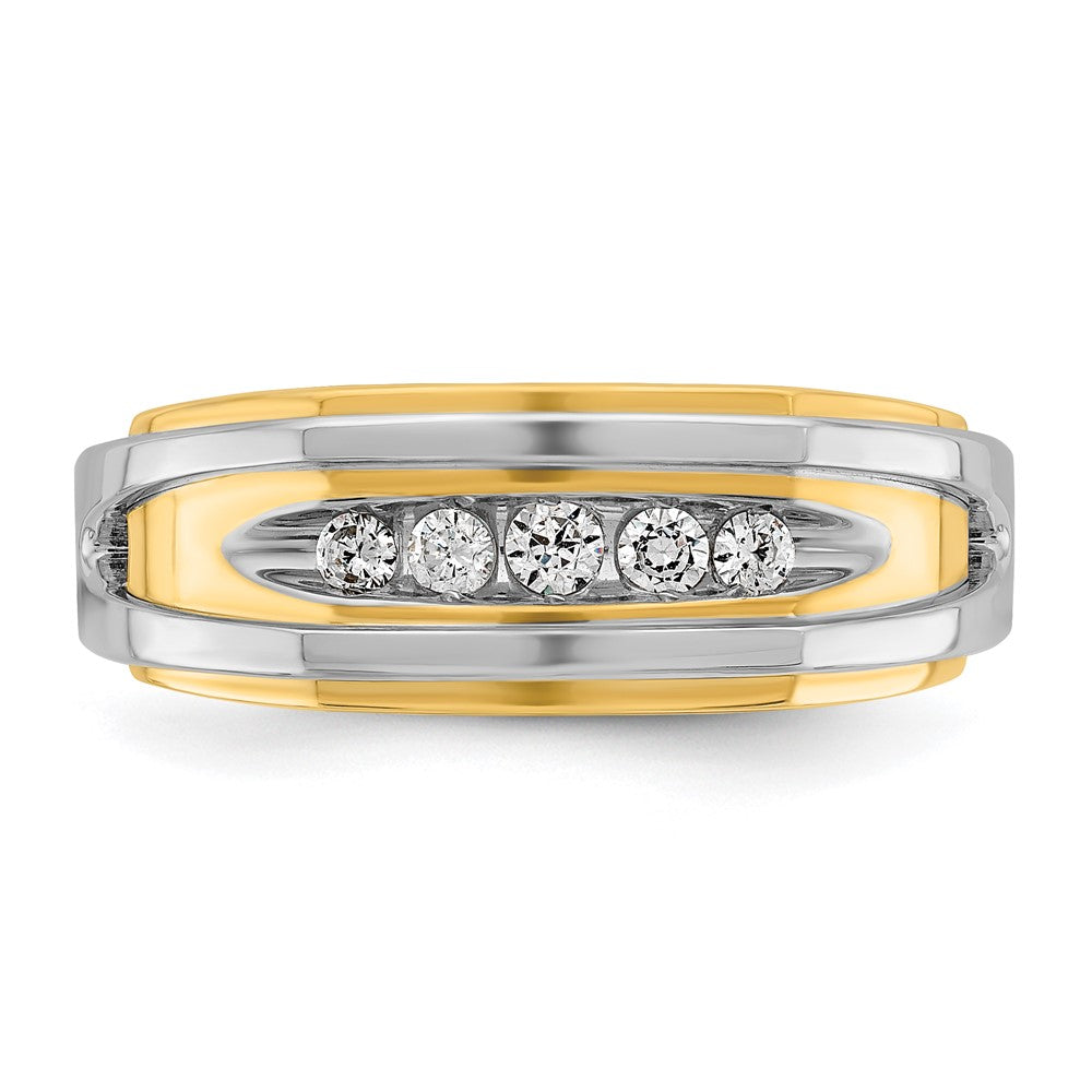 10k Two-tone IBGoodman Men's Polished 5-Stone Diamond Ring