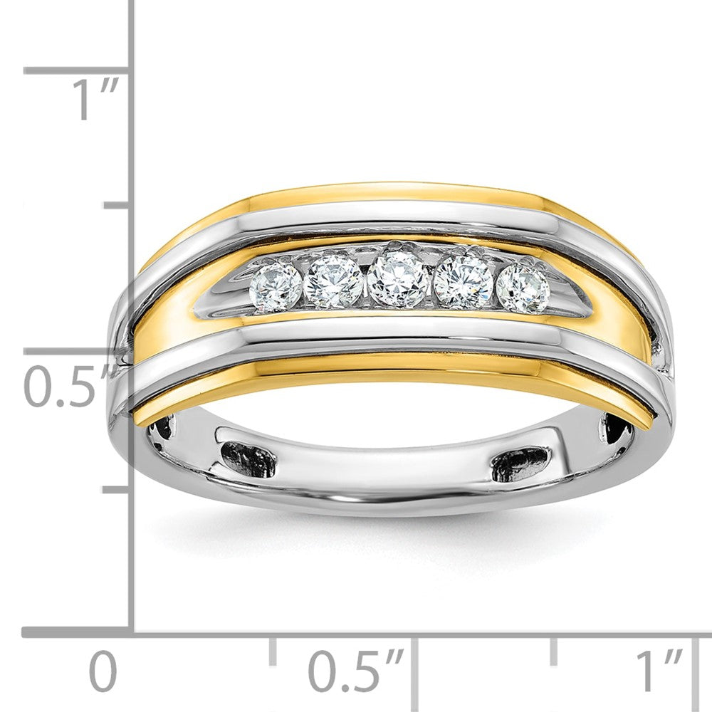 10k Two-tone IBGoodman Men's Polished 5-Stone Diamond Ring
