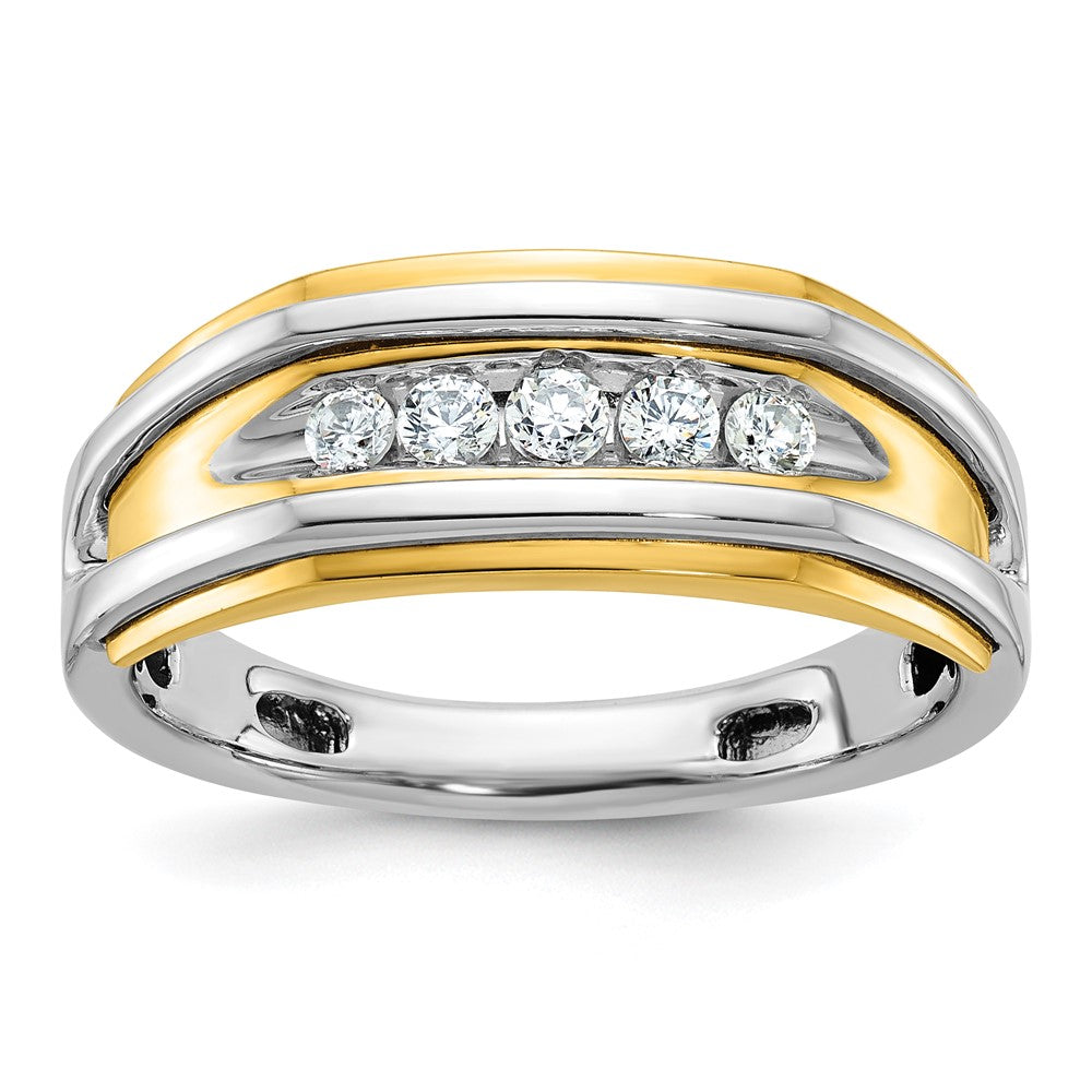 10k Two-tone IBGoodman Men's Polished 5-Stone Diamond Ring