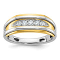 14k Two-tone IBGoodman Men's Polished 5-Stone Ring Mounting