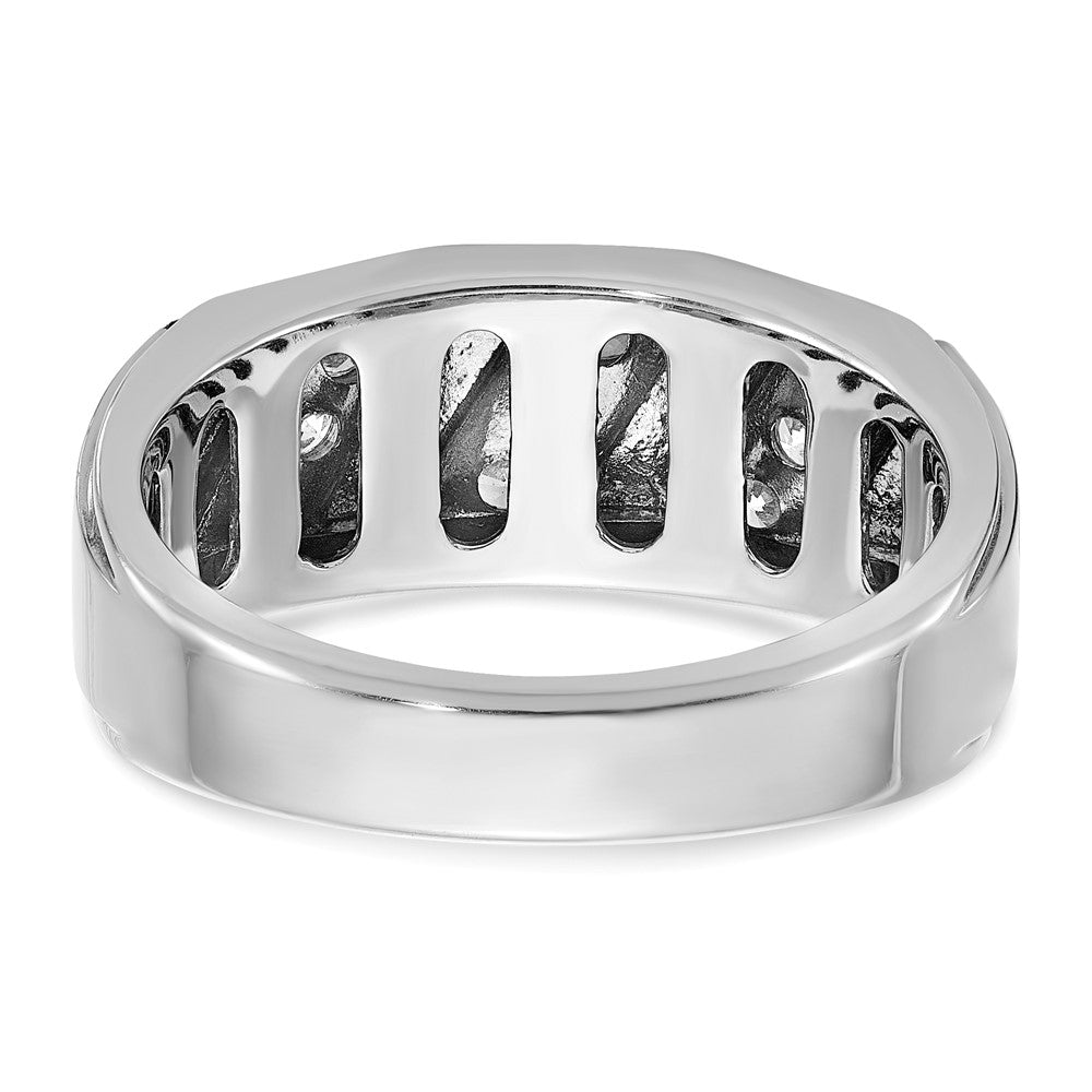 14k White Gold IBGoodman Men's Polished and Satin Diamond Ring