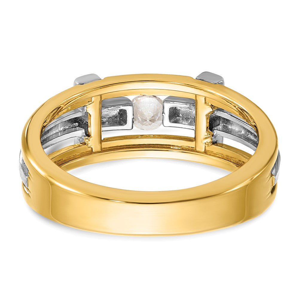 10k Two-tone IBGoodman Men's Polished Satin & Cut-Out Cross Ring Mtg