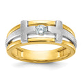 10k Two-tone IBGoodman Men's Polished Satin & Cut-Out Cross Ring Mtg